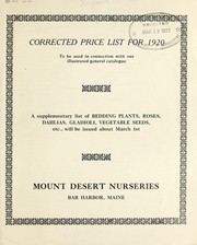 Cover of: Corrected price list for 1920: to be used in connection with our illustrated general catalogue