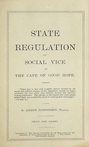 Cover of: State regulation of social vice at the Cape of Good Hope by Joseph Edmondson