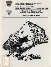 Cover of: Mule Canyon Mine by United States. Bureau of Land Management. Battle Mountain District Office