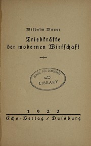 Cover of: Triebkra fte der modernen Wirtschaft