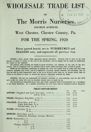 Cover of: Wholesale trade list of the Morris Nurseries: for the spring, 1920