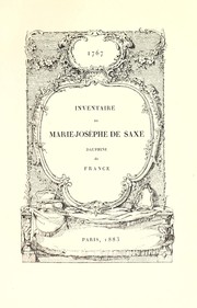 Cover of: Inventaire de Marie Josèphe de Saxe, dauphine de France by Germain Bapst