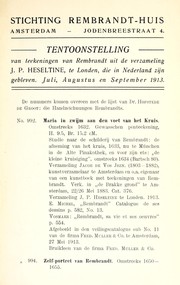 Cover of: Tentoonstelling van teekeningen van Rembrandt uit de verzameling J. P. Heseltine, te London, die in Nederland zijn gebleven: juli, august en september 1913