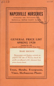 Cover of: General price list: spring 1920 : trees, shrubs, evergreens, vines, herbaceous plants