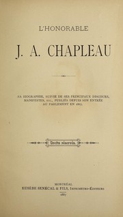 Cover of: L'honorable J. A. Chapleau by Joseph-Adolphe Chapleau
