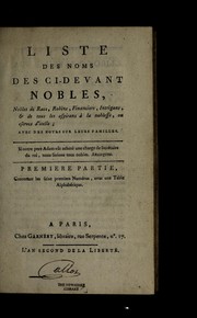 Cover of: Liste des noms des ci-devant nobles by J.-A Dulaure