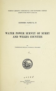 Cover of: Water power survey of Surry and Wilkes counties