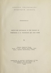 Nature and naturalism in the thought of Frederick J.E. Woodbridge and John Dewey by Young, Warren C.