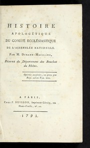 Histoire apologe tique du Comite  eccle siastique de l'Assemble e nationale by Durand de Maillane M.