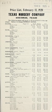 Cover of: Price list, February 15, 1920