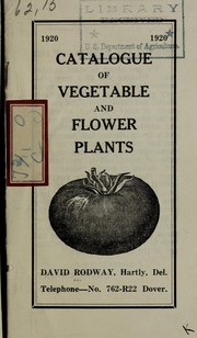 Cover of: Catalogue of vegetable and flower plants | David Rodway (Firm)