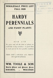 Cover of: Wholesale price list: Fall 1920 : hardy perennials and pansy plants