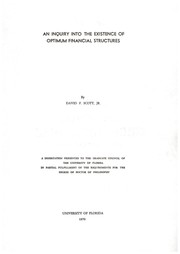 Cover of: An inquiry into the existence of optimum financial structures