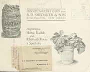 Private mailing card from B.D. Shedaker & Son ... asparagus, horse radish and rhubarb roots a specialty