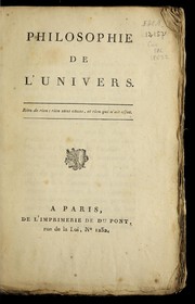 Cover of: Philosophie de l'Univers