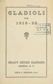Cover of: Gladioli for 1919-20