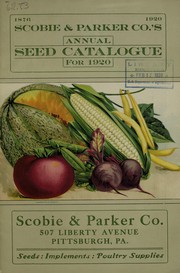 Cover of: Scobie & Parker Co.'s annual seed catalogue for 1920 by Scobie & Parker Co