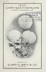 Cover of: 1920 chrysanthemums florists' wholesale list by Elmer D. Smith & Co, Elmer D. Smith & Co