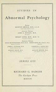 Cover of: Studies in abnormal psychology