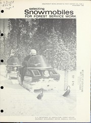 Cover of: Selecting snowmobiles for Forest Service work