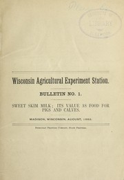 Sweet skim milk by University of Wisconsin. Agricultural Experiment Station