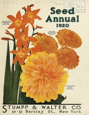 Cover of: Seed annual 1920 by Stumpp & Walter Co. (New York, N.Y.)