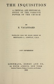 Cover of: The inquisition by E. Vacandard