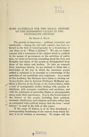 Cover of: Some materials for the social history of the Mississippi Valley in the nineteenth century