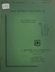 Cover of: Forest resources of South Florida, 1949