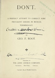 Cover of: Don't by George F. Root