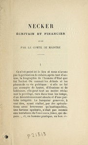 Necker, e crivain et financier, juge  par le Comte de Maistre by Franc ʹois Descostes