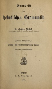 Cover of: Grundrisz der hebräischen Grammatik