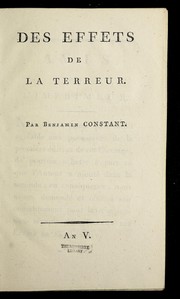 Cover of: Des effets de la Terreur