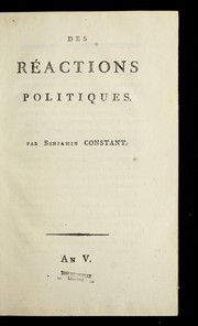 Cover of: Des re actions politiques by Benjamin Constant