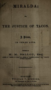 Cover of: Miralda: or, The justice of Tacon