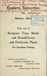 Cover of: Price list of evergreen trees, shrubs and ground-covers and pot-grown plants for immediate planting | Eastern Nurseries