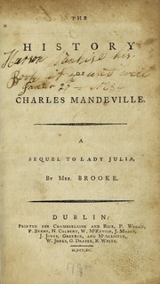 Cover of: The history of Charles Mandeville | Frances Brooke