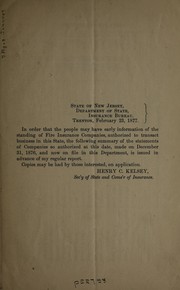 Cover of: Abstracts of the statements of fire insurance companies authorized to transact business in New Jersey showing their condition on December 31, 1876