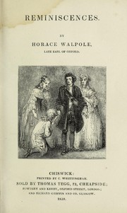 Cover of: Reminiscences. by Horace Walpole