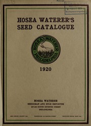 Cover of: Hosea Waterer's seed catalogue: 1920
