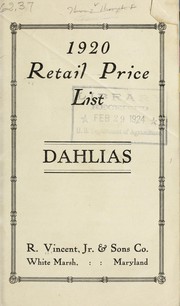 Cover of: 1920 retail price list [of] dahlias