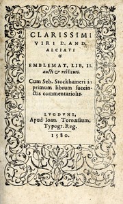 Cover of: Clarissimi viri D. And. Alciati Emblemat. lib. II, aucti & restituti