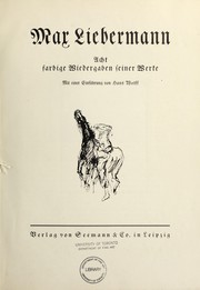 Cover of: Max Liebermann: acht farbige Wiedergaben seiner Werke