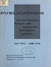 Cover of: Publications from home economics research in the United States Department of Agriculture, July 1953 - June 1958