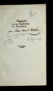 Cover of: Rapport sur la trahison de Toulon by Jean-Bon Saint-Andre 