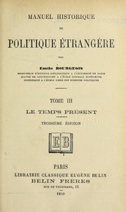 Cover of: Manuel historique de politique e trange  re by Émile Bourgeois