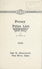 Cover of: Peony price list: 1921