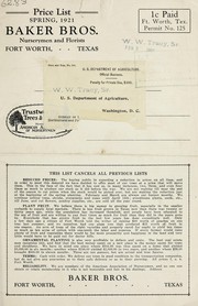 Cover of: Price list by Baker Brothers (Fort Worth, Tex.)