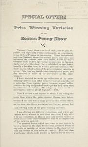 Cover of: Special offers of the prize winning varieties at the Boston Peony Show