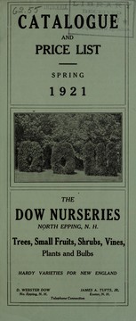 Cover of: Catalogue and price list: Spring 1921 : trees, small fruits, shrubs, vines, plants and bulbs